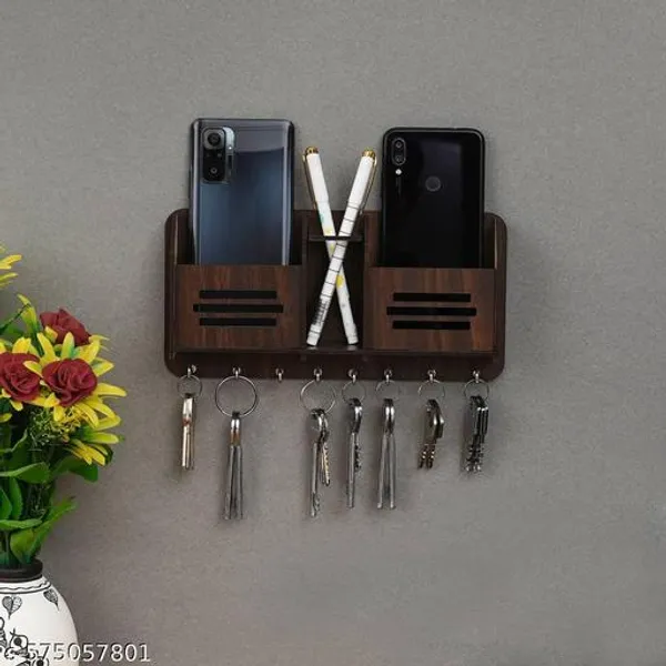 Craftmedia_7_Hook_Wooden_Key_Holder_With_Mobile_Stand_Pen_Slot_Wall_Mounted_Mdf_Organizer_For_Home_Office_Charging_Slot_Entryway_Decor_Ideal_Rakhi_Diwali_Return_Gift