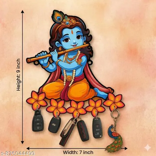 Lord_Krishna_Wooden_Key_Holder_For_Wall_Krishna_Flute_Decorative_Key_Stand_With_Hooks_Spiritual_Wall_Key_Organizer_For_Home_Entrance