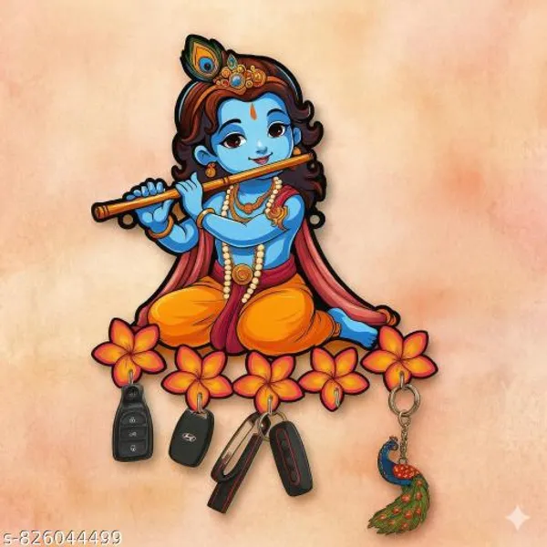 Lord_Krishna_Wooden_Key_Holder_For_Wall_Krishna_Flute_Decorative_Key_Stand_With_Hooks_Spiritual_Wall_Key_Organizer_For_Home_Entrance