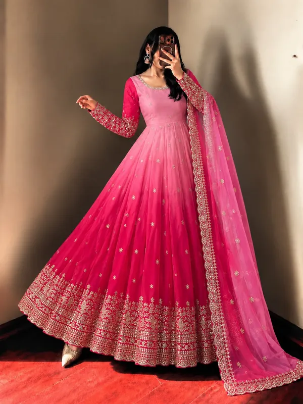 Pink_Georgette_Embroidered_Anarkali_Suit_Set_For_Women