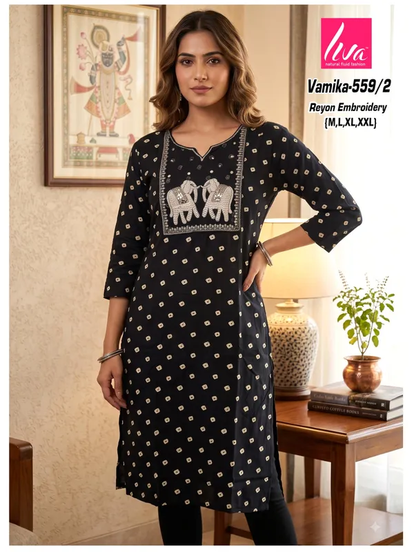 Black_Rayon_Embroidered_Straight_Kurta_For_Women