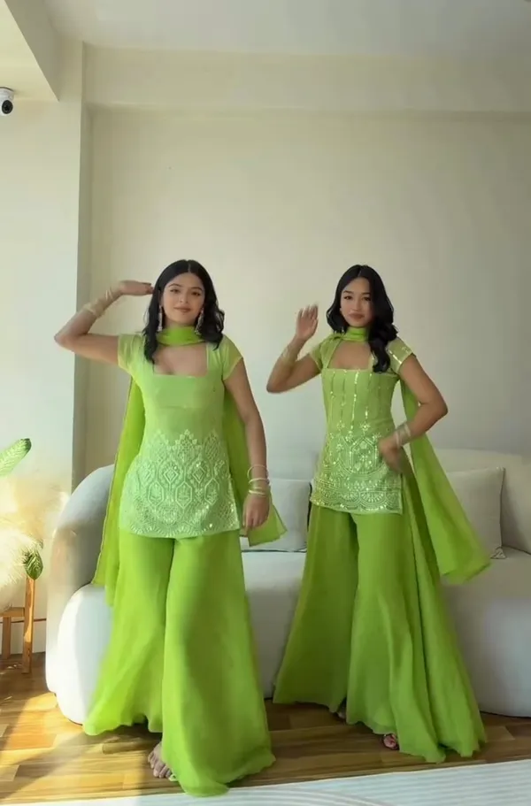 Green_Faux_Georgette_Embroidered_Kurta_Sharara_Set_For_Women