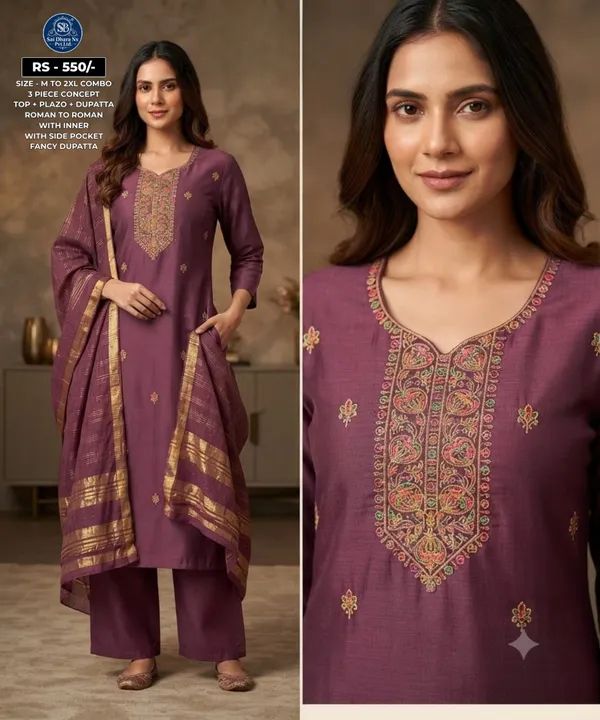 Purple_Roman_Silk_Embroidered_Kurta_Set_For_Women