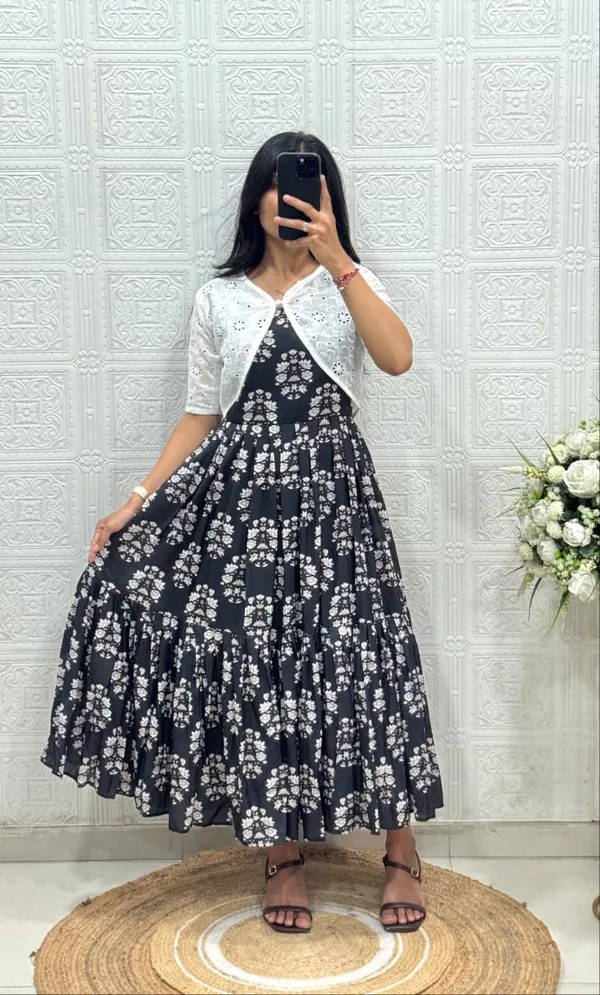 Black_Cotton_Floral_Maxi_Dress_With_Shrug_For_Women