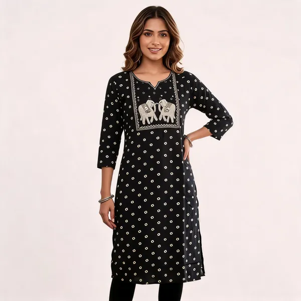 Black_Rayon_Embroidered_Straight_Kurta_For_Women