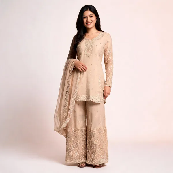 Beige_Silk_Embroidered_Kurta_Set_For_Women
