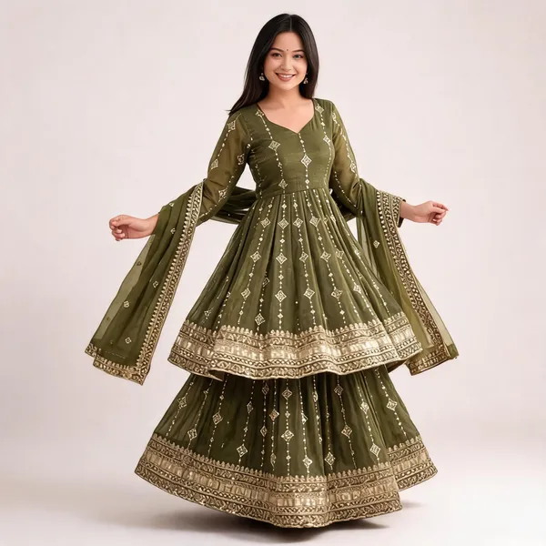 Olive_Green_Crunchy_Silk_Embroidered_Anarkali_Suit_Set_For_Women