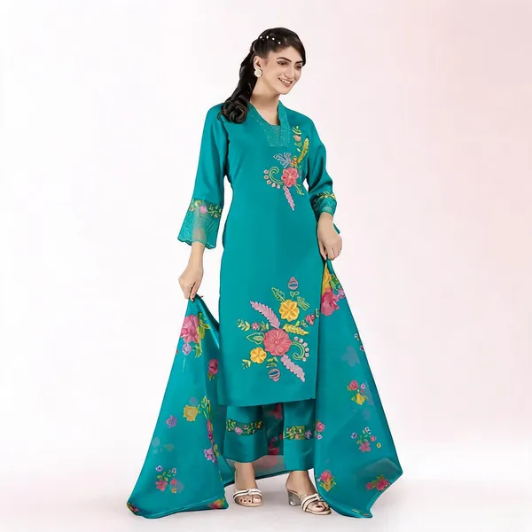 Teal_Mull_Chanderi_Embroidered_Salwar_Suit_Set_For_Women