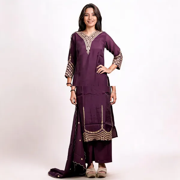 Purple_Silk_Embroidered_Straight_Kurta_Set_For_Women