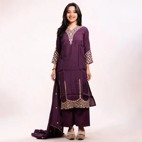 Purple_Silk_Embroidered_Straight_Kurta_Set_For_Women
