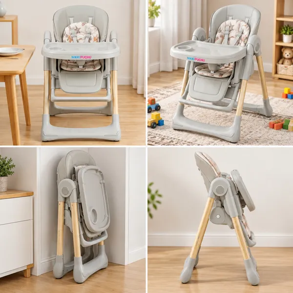 NikkiPuchu_Nido_High_ChairGrey_Padded_Baby_High_Chair_for_Babies_NPHC-1009-Grey