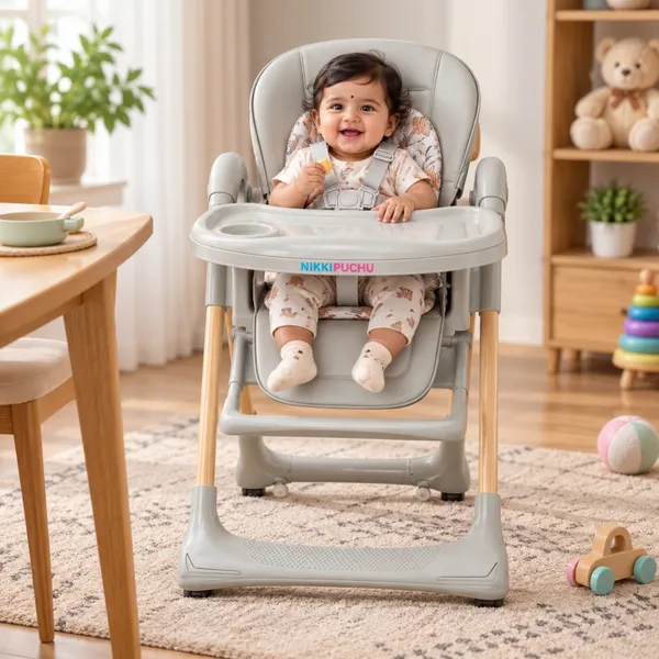 NikkiPuchu_Nido_High_ChairGrey_Padded_Baby_High_Chair_for_Babies_NPHC-1009-Grey
