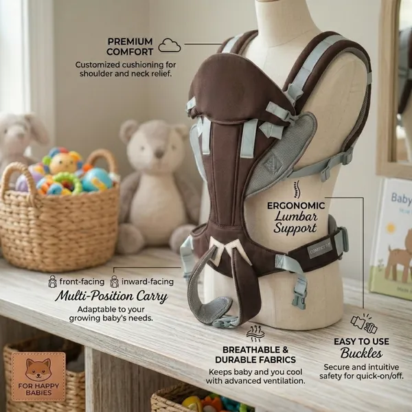 NikkiPuchu_baby_carrierBrown_Fabric_Adjustable_Baby_Carrier_for_Babies_BCB003