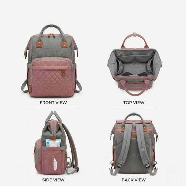 NikkiPuchu_Nestpack_Go_Pink_Quilted_Backpack_Diaper_Bag_for_Parents_B-69-CHS-Grey_Pink