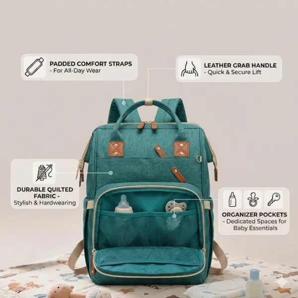 Teal_Oxford_Quilted_Multi-Compartment_Backpack_For_Kids