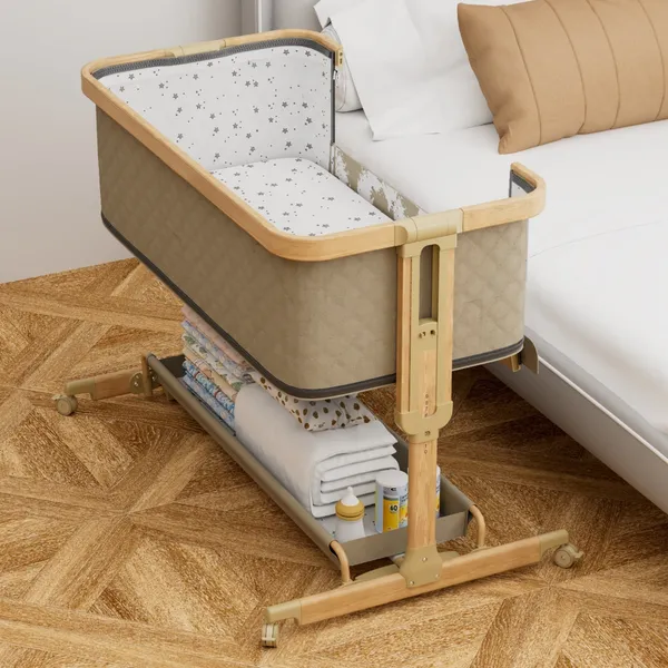 NikkiPuchu_Snuggle_Love_BassinetBeige_Canopy_Baby_Bassinet_With_Stand_NPRB-1006-Beige