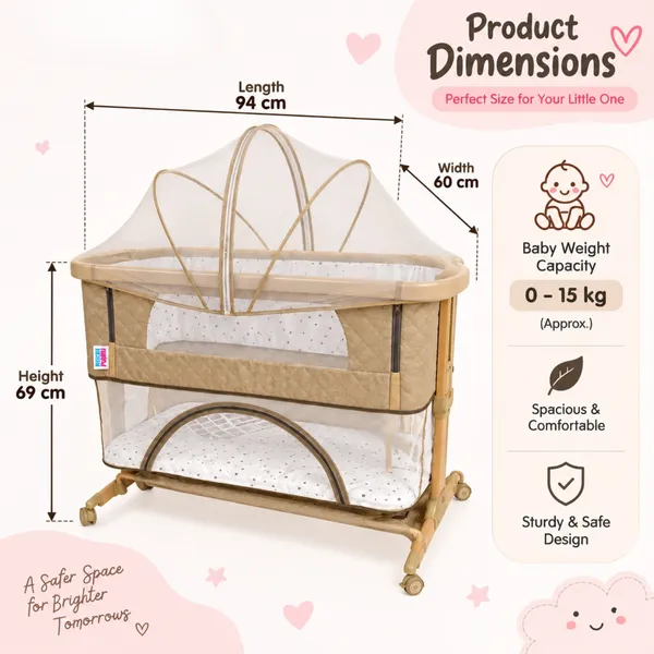 NikkiPuchu_Snuggle_Love_BassinetBeige_Canopy_Baby_Bassinet_With_Stand_NPRB-1006-Beige