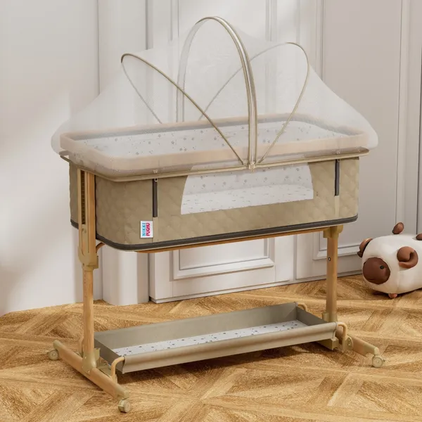 NikkiPuchu_Snuggle_Love_BassinetBeige_Canopy_Baby_Bassinet_With_Stand_NPRB-1006-Beige