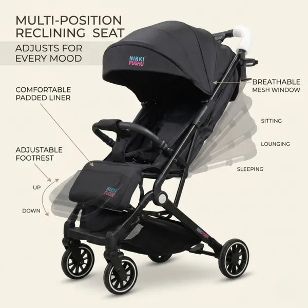 NikkiPuchu_Vento_strollerBlack_Baby_Stroller_With_Canopy_NPST-1003-Black