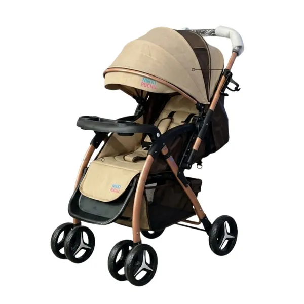 NikkiPuchu_Cocooni_StrollerBeige_Baby_Stroller_With_Canopy_NPST-1002-Khakhi