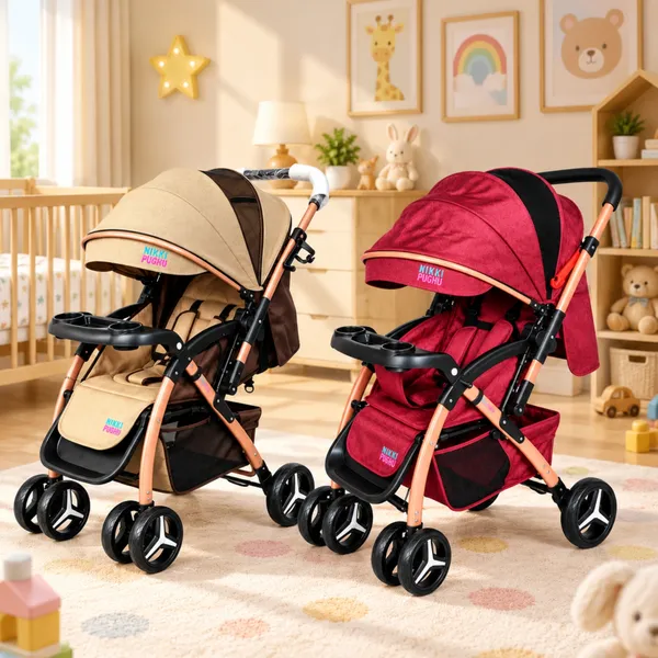 NikkiPuchu_Cocooni_StrollerRed_Baby_Stroller_With_Canopy_And_Cup_Holder_Tray_NPST-1002-red