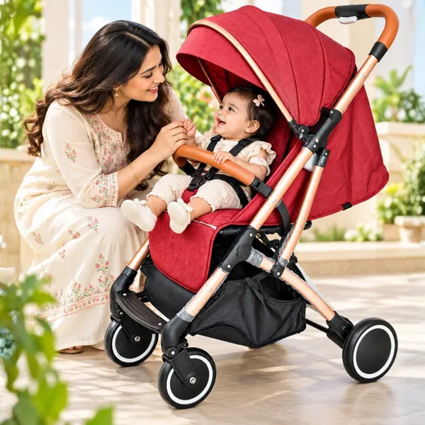 NikkiPuchu_aether_stroller_Wine_Red_Rose_Gold_Baby_Stroller_NPST-1004-wine_red