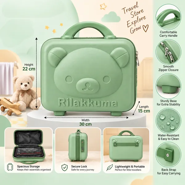 NikkiPuchu_Baby_travel_suitcaseGreen_Rilakkuma_Portable_Lunch_Box_CD6014-green