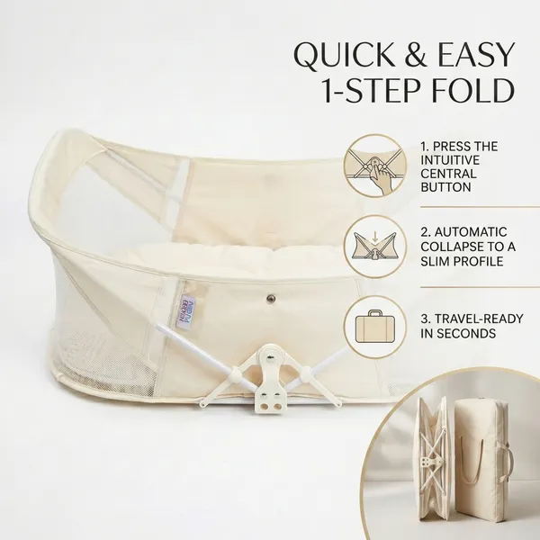 NikkiPuchu_DreamNook_Portable_Bed_White_Fabric_Portable_Baby_Bassinet_NPPB-1008-Yellow