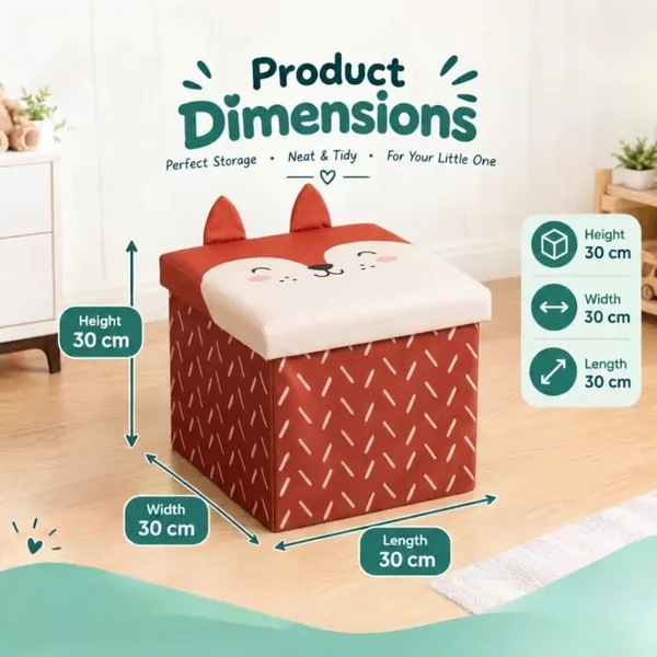 Nikki_Puchu_Kids_Cartoon_Storage_BoxRed_Animal_Print_Storage_Ottoman_ST6018-orange