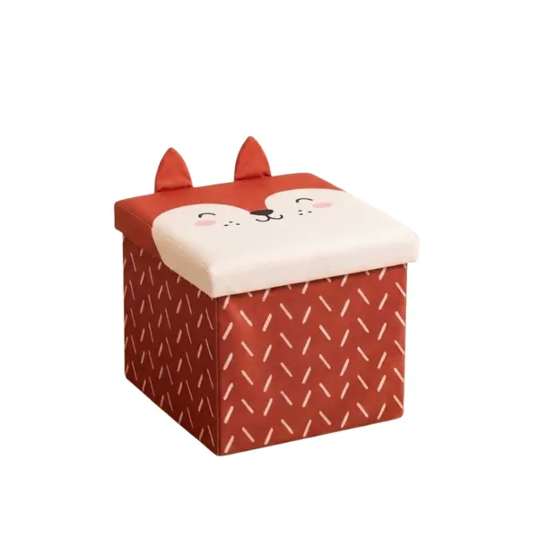 Nikki_Puchu_Kids_Cartoon_Storage_BoxRed_Animal_Print_Storage_Ottoman_ST6018-orange