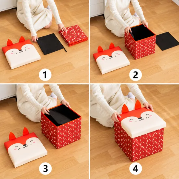 Nikki_Puchu_Kids_Cartoon_Storage_BoxRed_Animal_Print_Storage_Ottoman_ST6018-orange