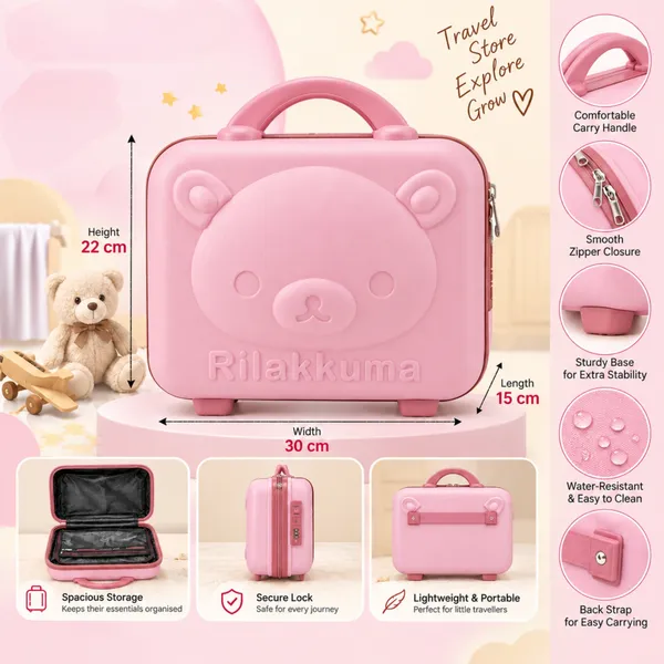 NikkiPuchu_Baby_travel_suitcasePink_Plastic_Cat_Face_Kids_Suitcase_for_Children_CD6014-pink