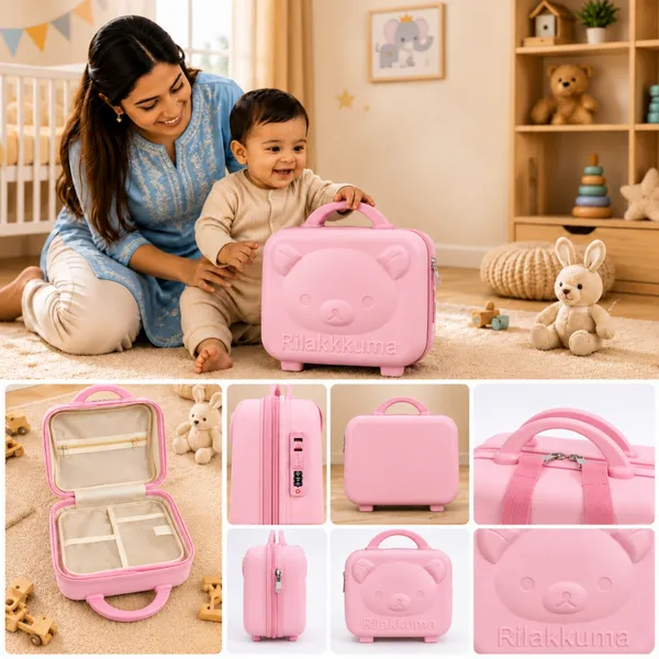 NikkiPuchu_Baby_travel_suitcasePink_Plastic_Cat_Face_Kids_Suitcase_for_Children_CD6014-pink