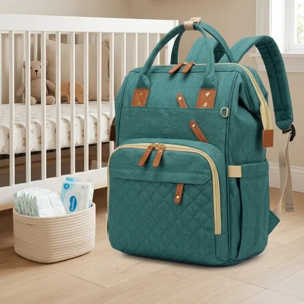 NikkiPuchu_Nestpack_Teal_Multi_Pocket_Baby_Bag_Backpack_for_Parents_B-69-Sea_green