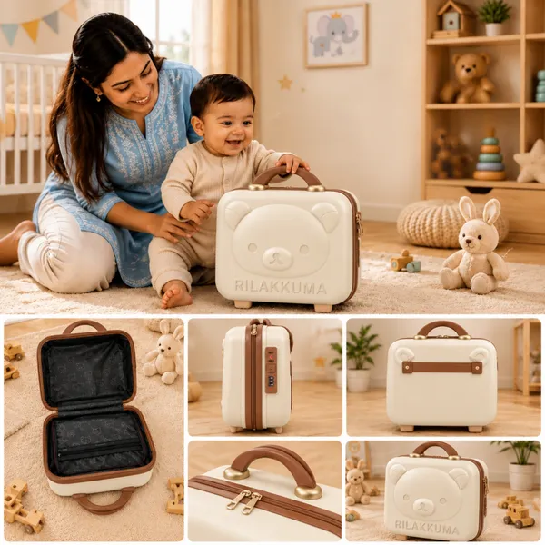 NikkiPuchu_Baby_travel_suitcaseWhite_Hard_Shell_Carry_Case_for_Kids_CD6014-white_brown