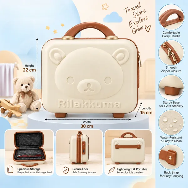 NikkiPuchu_Baby_travel_suitcaseWhite_Hard_Shell_Carry_Case_for_Kids_CD6014-white_brown