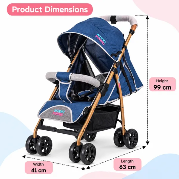 NikkiPuchu_Prima_stroller_Blue_Fabric_Canopy_Baby_Stroller_for_Infants_NPST-1001-Dark_blue