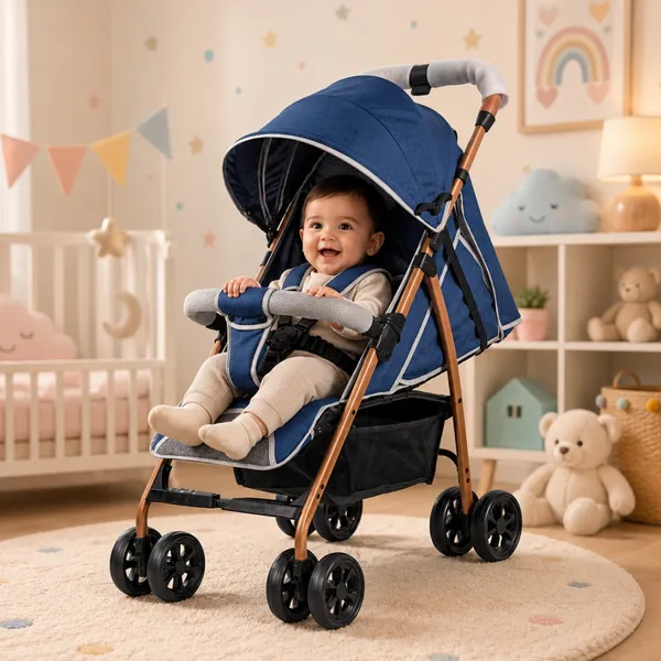NikkiPuchu_Prima_stroller_Blue_Fabric_Canopy_Baby_Stroller_for_Infants_NPST-1001-Dark_blue
