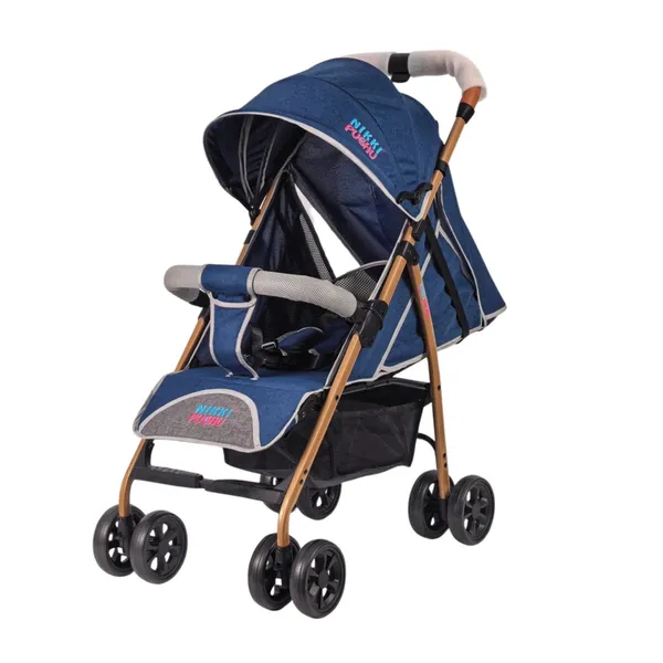 NikkiPuchu_Prima_stroller_Blue_Fabric_Canopy_Baby_Stroller_for_Infants_NPST-1001-Dark_blue