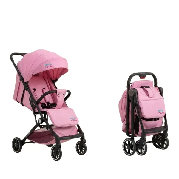 NikkiPuchu_Vento_strollerPink_Canopy_Baby_Stroller_NPST-1003-Pink