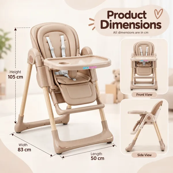 NikkiPuchu_Nido_High_ChairBeige_Baby_High_Chair_With_Tray_NPHC-1009-Brown