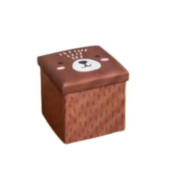 Nikki_Puchu_Kids_Cartoon_Storage_BoxFabric_Bear_Print_Cube_Storage_Box_ST6018-Brown