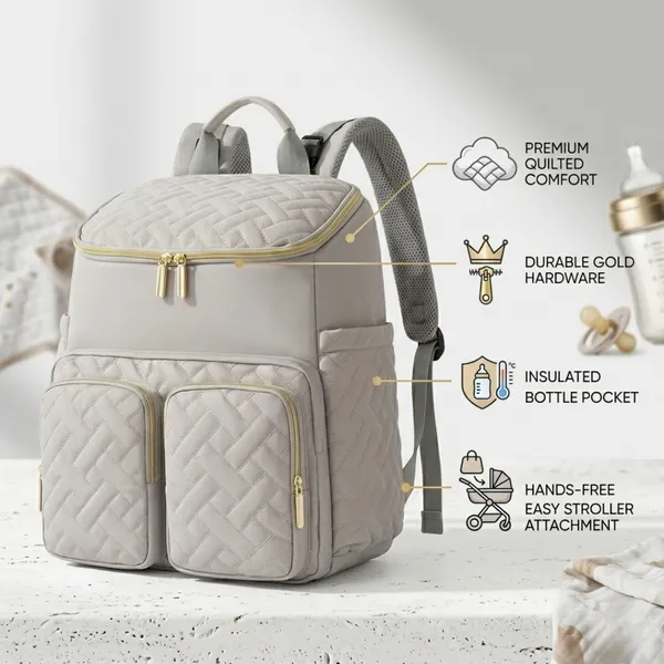 NikkiPuchu_Kroma_Grey_Quilted_Multi-Pocket_Diaper_Backpack_for_Mothers_D-4-Grey