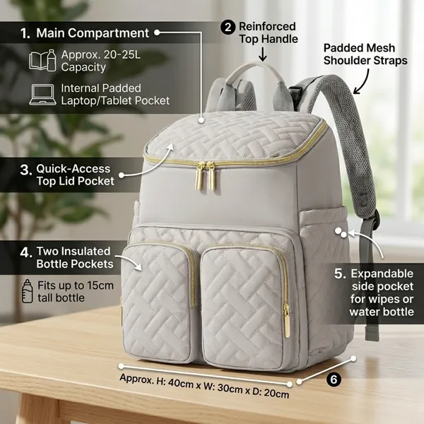 NikkiPuchu_Kroma_Grey_Quilted_Multi-Pocket_Diaper_Backpack_for_Mothers_D-4-Grey