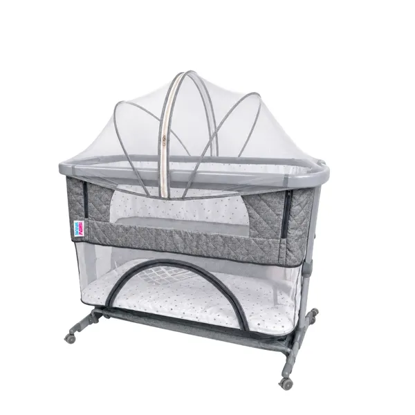 NikkiPuchu_Snuggle_Love_BassinetGrey_Mesh_Canopy_Baby_Bassinet_Cradle_NPRB-1006-Grey