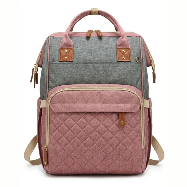 Pink_Oxford_Quilted_Multi-Compartment_Backpack_For_Kids