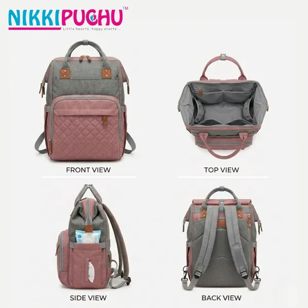 Pink_Oxford_Quilted_Multi-Compartment_Backpack_For_Kids