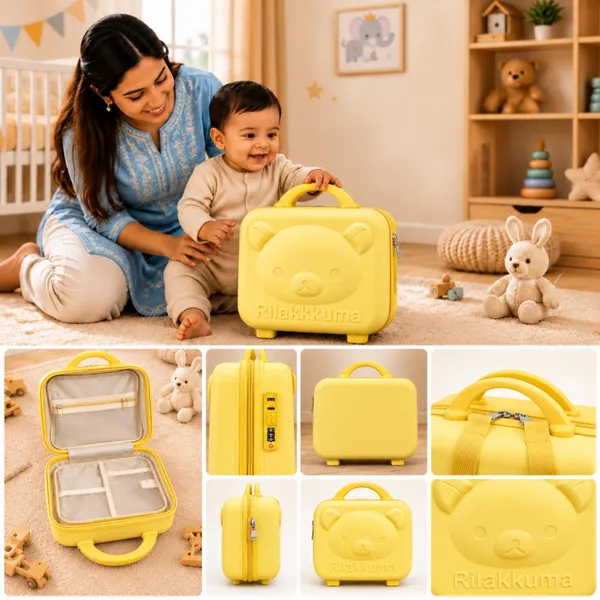 NikkiPuchu_Baby_travel_suitcaseYellow_Hard_Shell_Cosmetic_Travel_Case_CD6014-yellow
