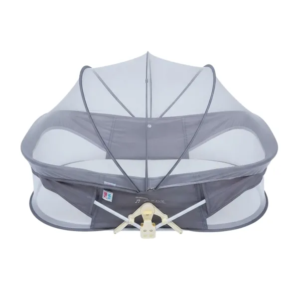 NikkiPuchu_DreamNook_Portable_Bed_Grey_Mesh_Portable_Baby_Bassinet_With_Canopy_NPPB-1008-grey