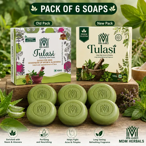 Mdm_Herbal_Tulasi_Purifying_Soap_100G_X_6_Super_Saver_Pack_Neem_Aloe_Vera_Clears_Skin_Reduces_Marks_100_Natural_Ayurvedic_Bath_Bar